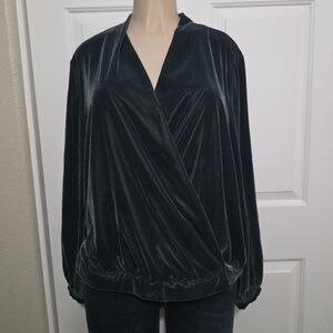 Banana Republic NWT Deep Teal Velvet Blouse Sz  XL Crbcls